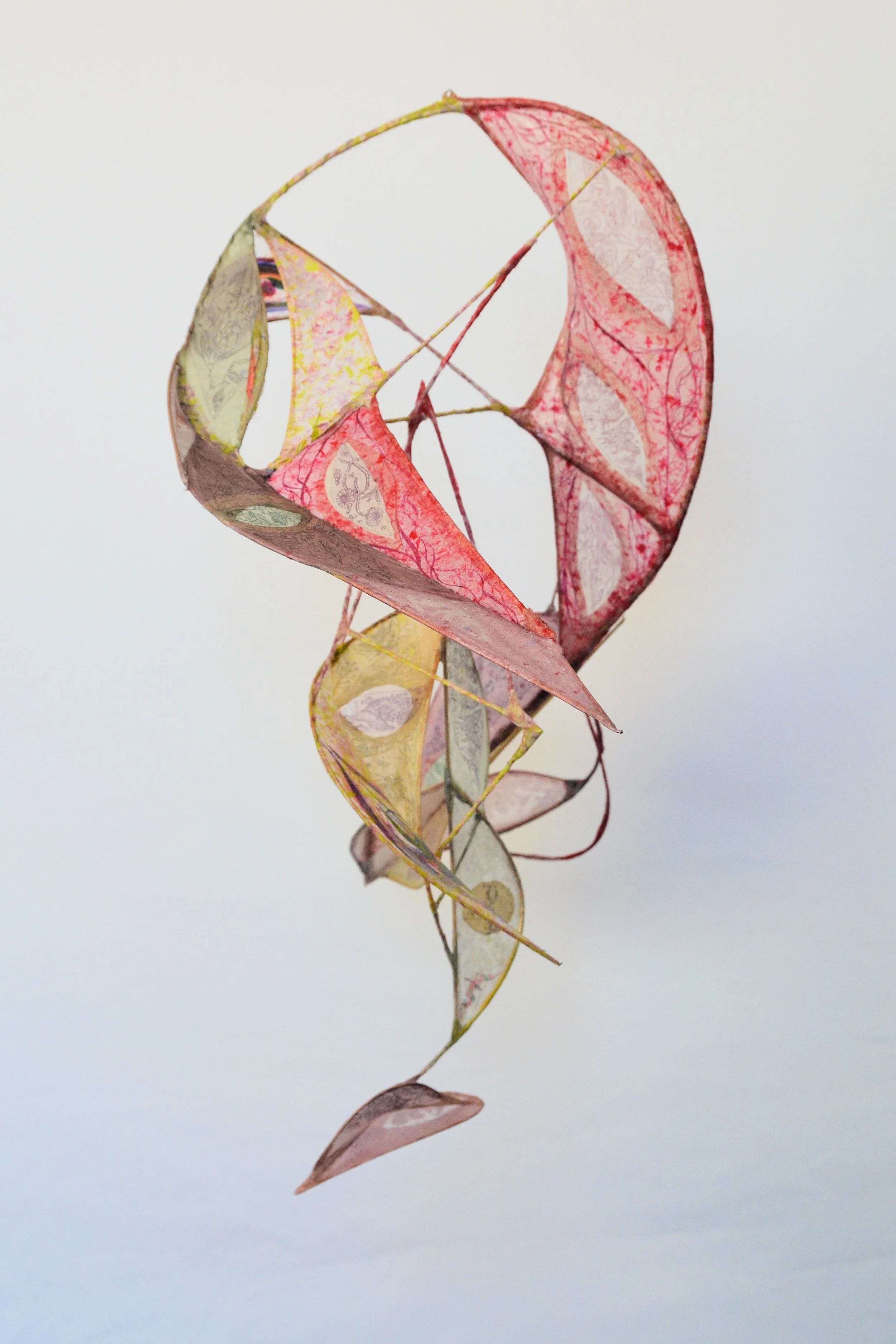 suspended sculpture made of handmade paper