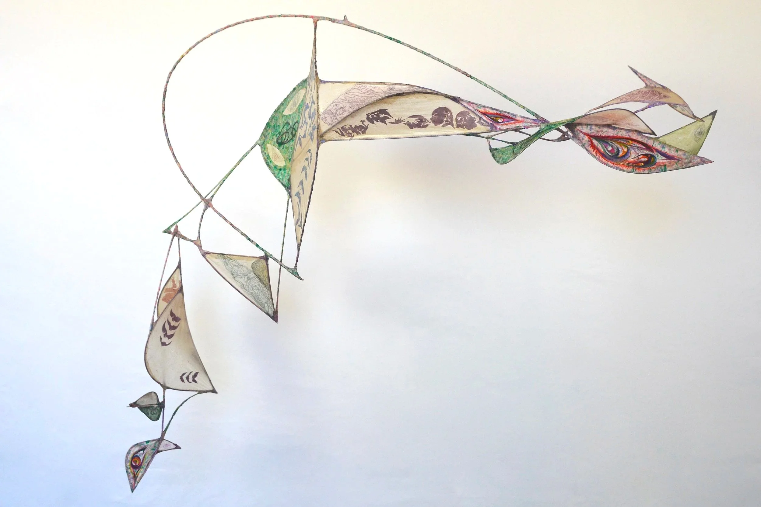 suspended sculpture made of handmade paper