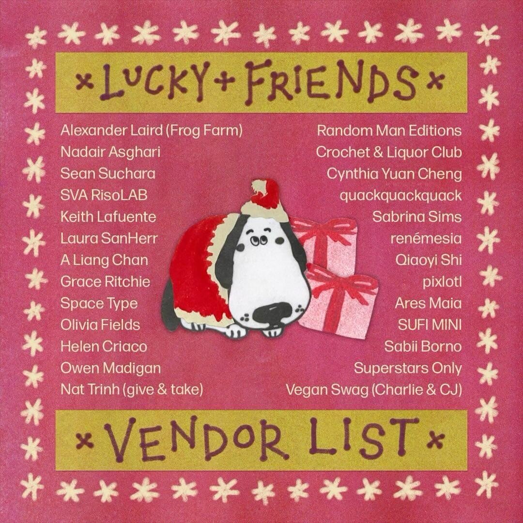 🍁💝Here&rsquo;s the vendor list for our holiday market this Saturday! 💝🍁 

lucky &amp; friends market is back for the holidays in December with a thoughtful curation of 20+ local artists selling prints, books, textiles, jewelry, toys, and more. We