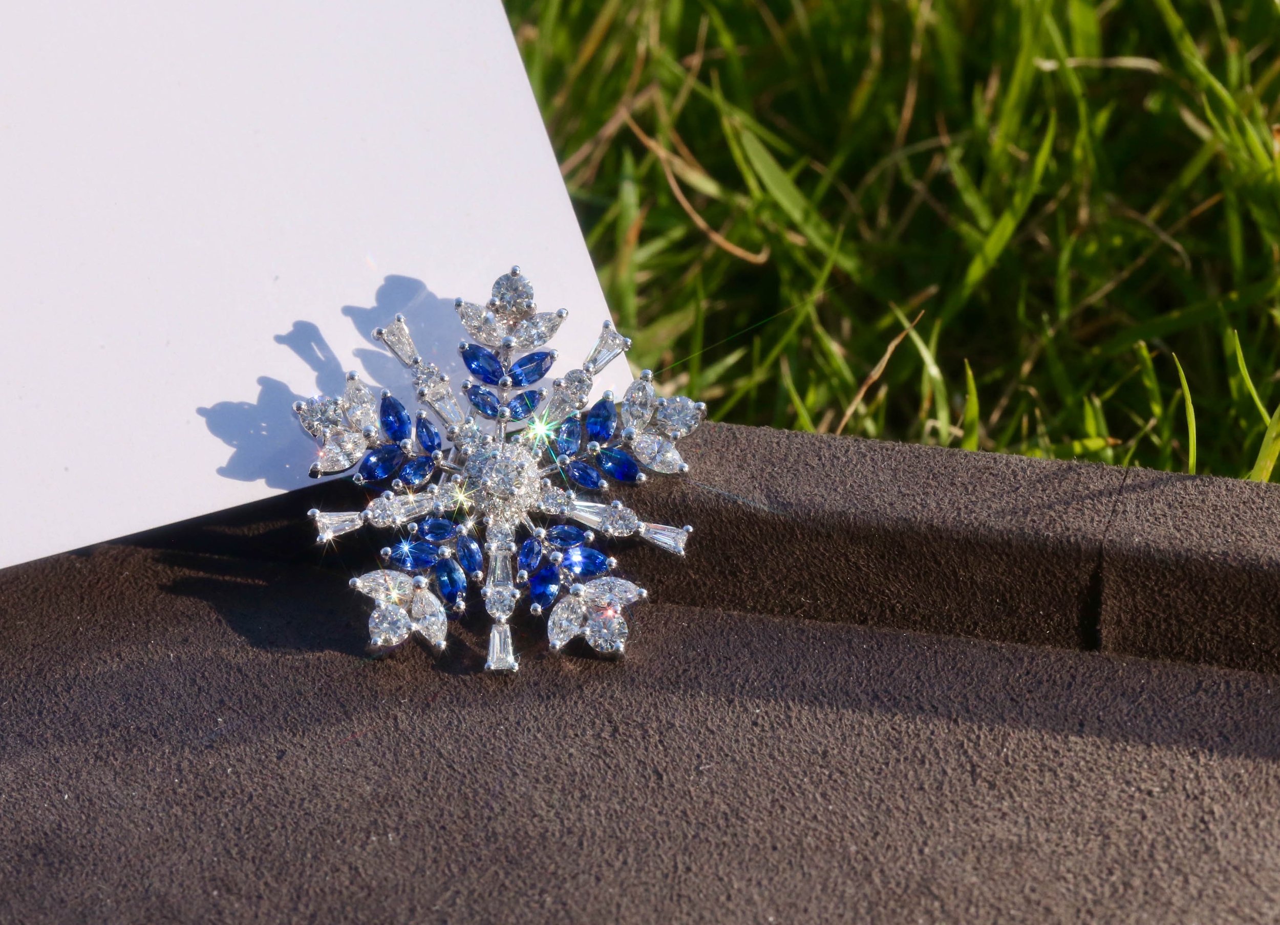 Sapphire Snowflake Brooch
