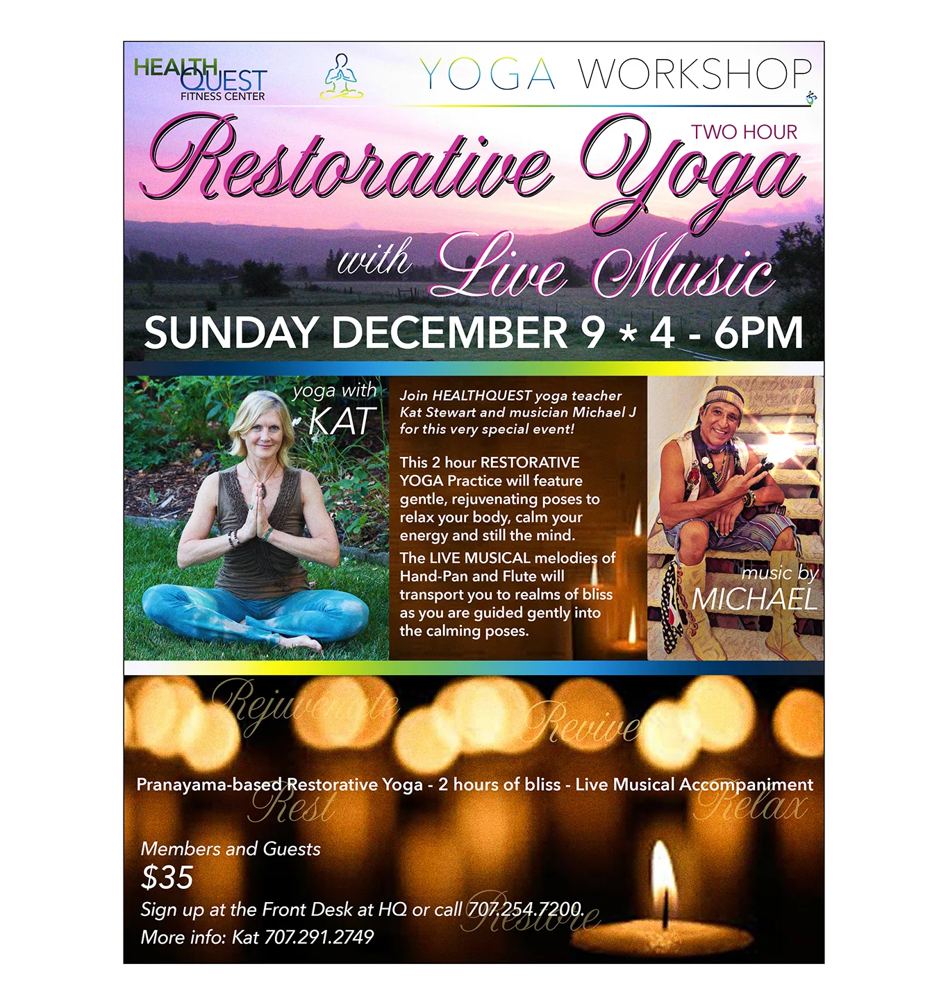2 Hour Restorative Yoga with Live Music, December 9, 2018
