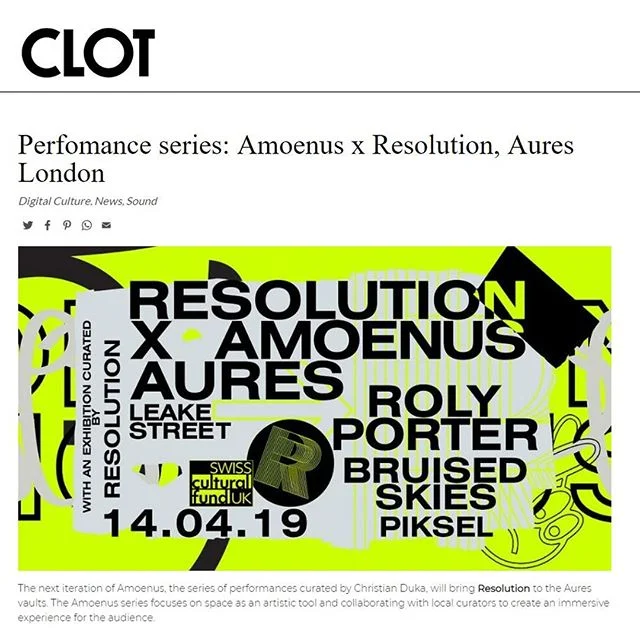 Thanks to CLOT Magazine for featuring our upcoming Resolution x Amoenus event with Roly Porter. Tickets are selling fast, link in bio.⁣
.⁣
.⁣
.⁣
.⁣
.⁣
.⁣
.⁣
.⁣
.⁣
.⁣
.⁣
.⁣
.⁣
.⁣
.⁣
.⁣
.⁣
.⁣
.⁣
.⁣
.⁣
#resolution #resolutionevents #music #livemusic #su