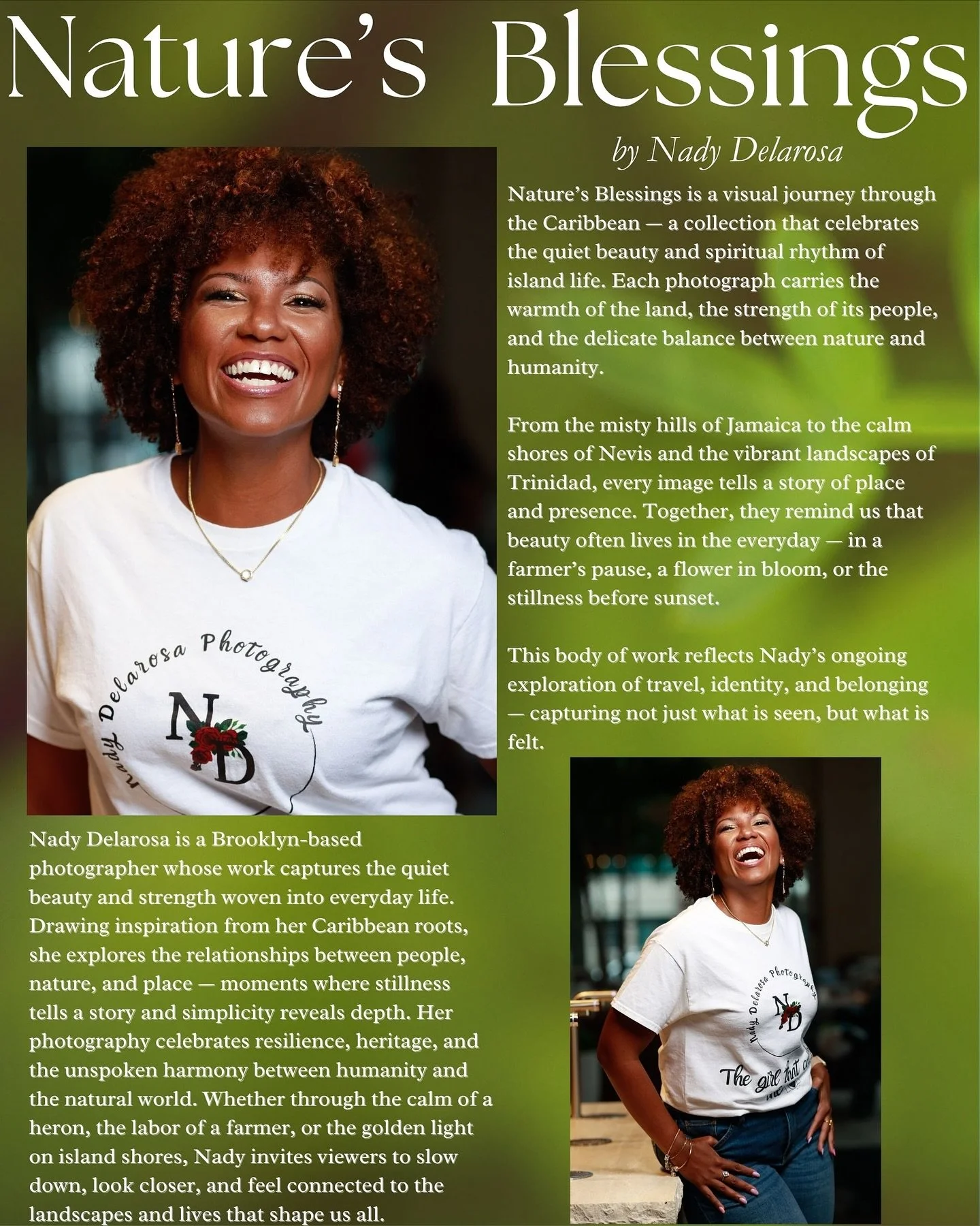 🪴 3 Days to Go &mdash; Nature&rsquo;s Blessings 🌿

Nature&rsquo;s Blessings is almost here!
Join me this Saturday, Nov. 15th at 7PM at Lips Caf&eacute; for an evening celebrating the quiet beauty, rhythm, and strength of the Caribbean through photo