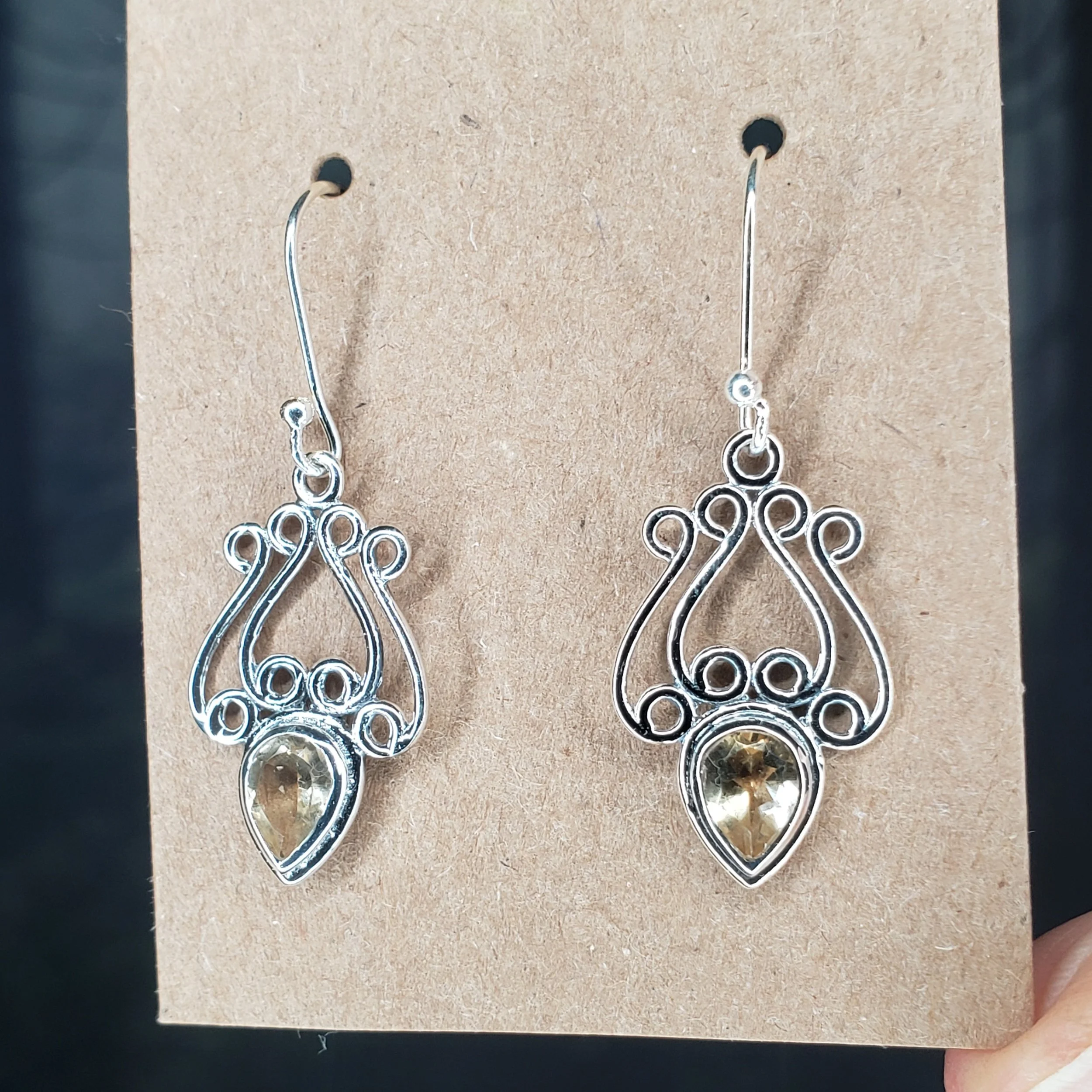 Faceted Citrine Sterling Silver Earrings - Crystal Healing Jewelry