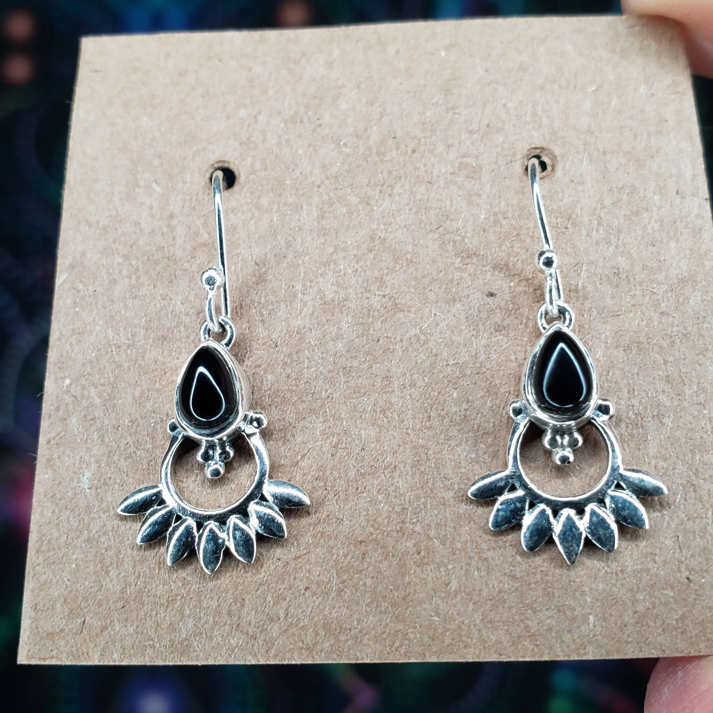 Black Onyx Sterling Silver Earrings - Crystal Healing Jewelry