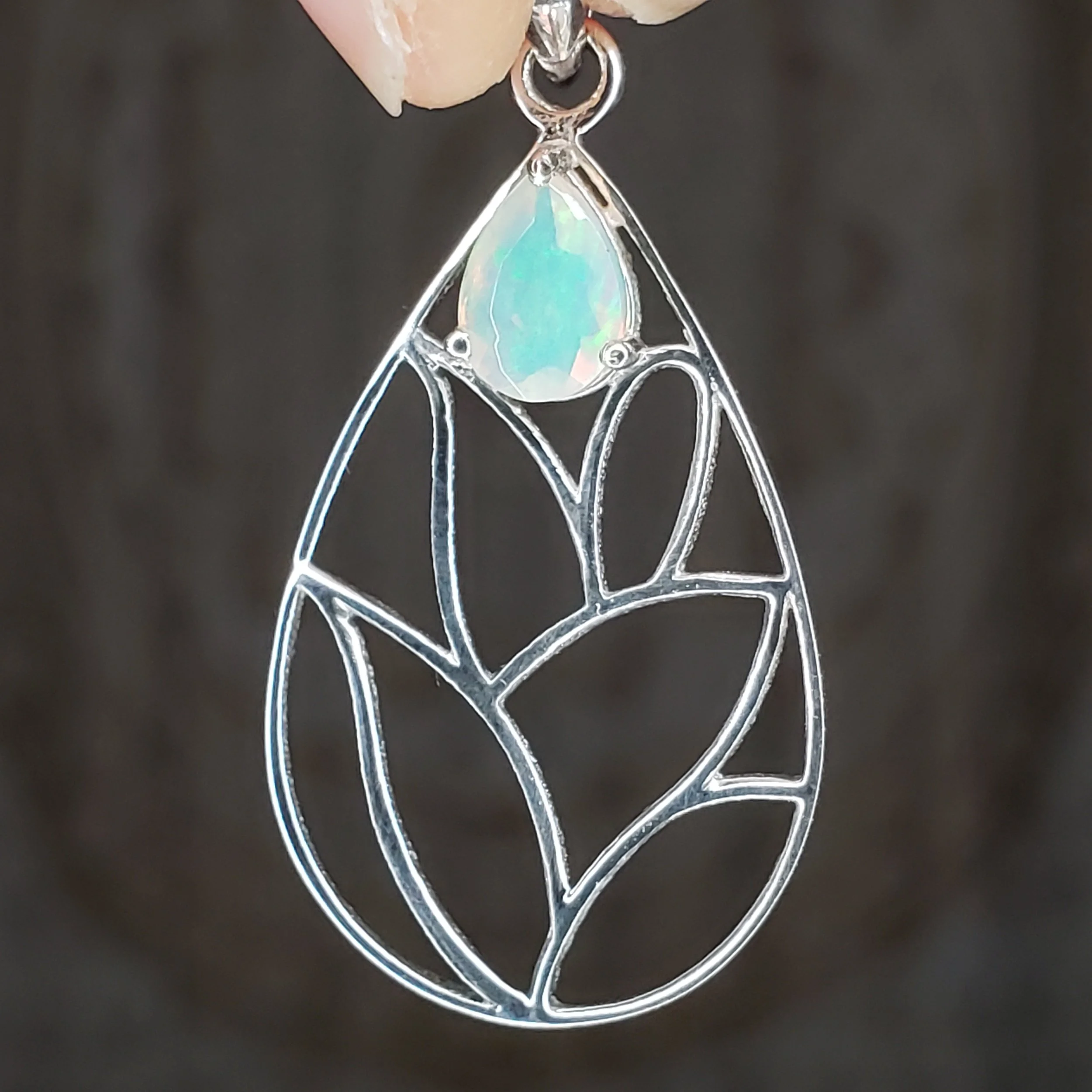 Ethiopian Opal Sterling Silver Pendant Gemstone Jewelry Crystal Healing Jewelry