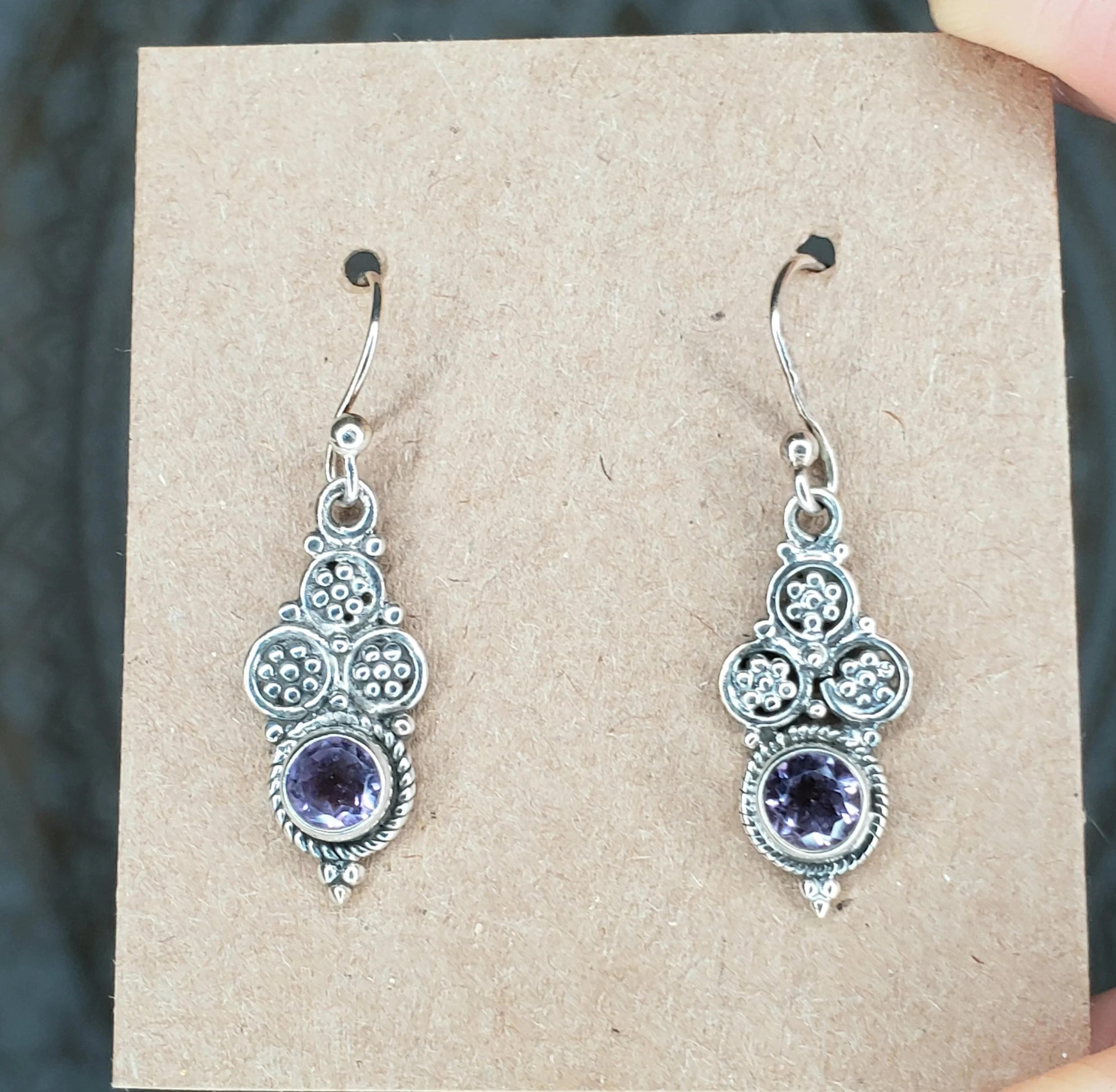 Faceted Amethyst Sterling Silver Earrings - Crystal Healing Jewelry