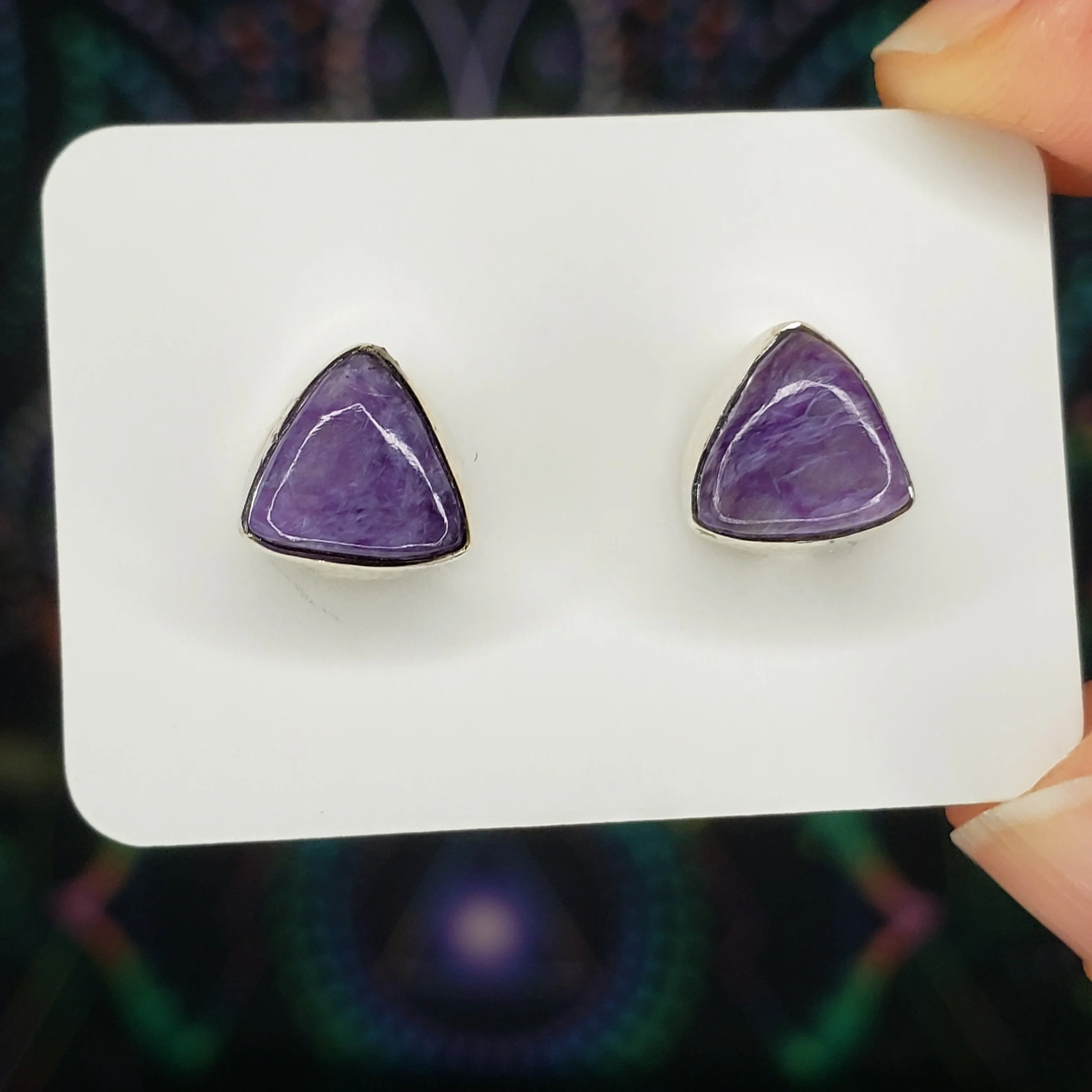 Charoite Sterling Silver Earrings - Crystal Healing Jewelry
