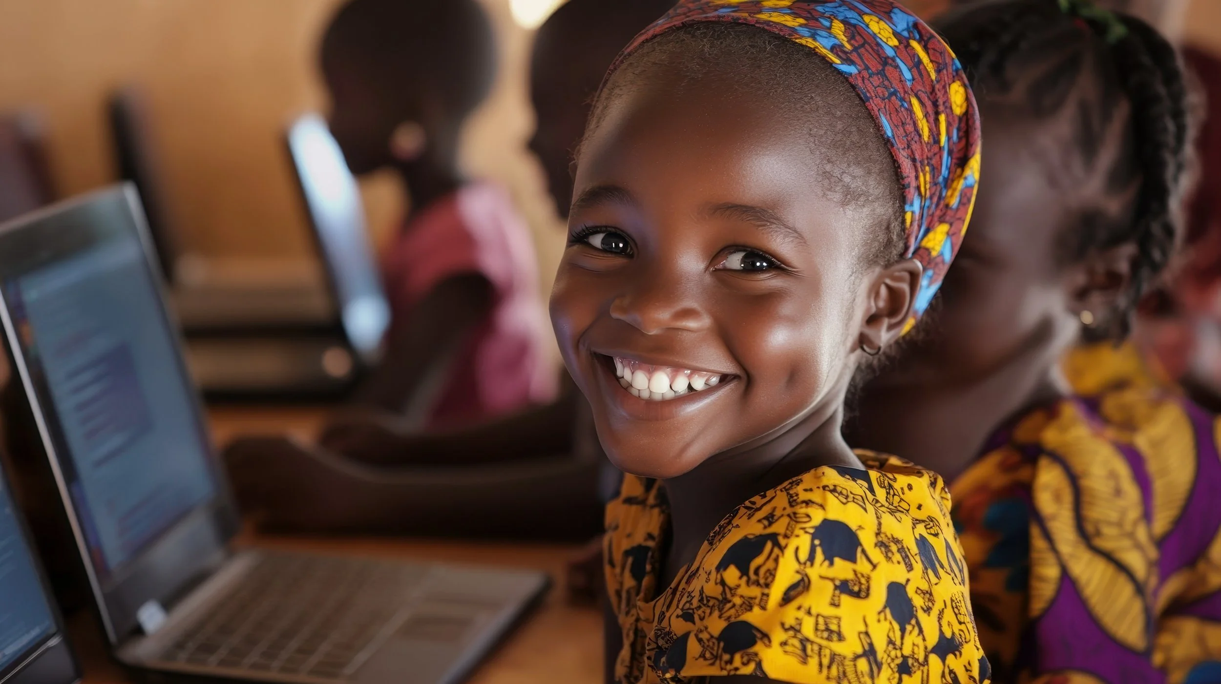 african girl smiling at camera