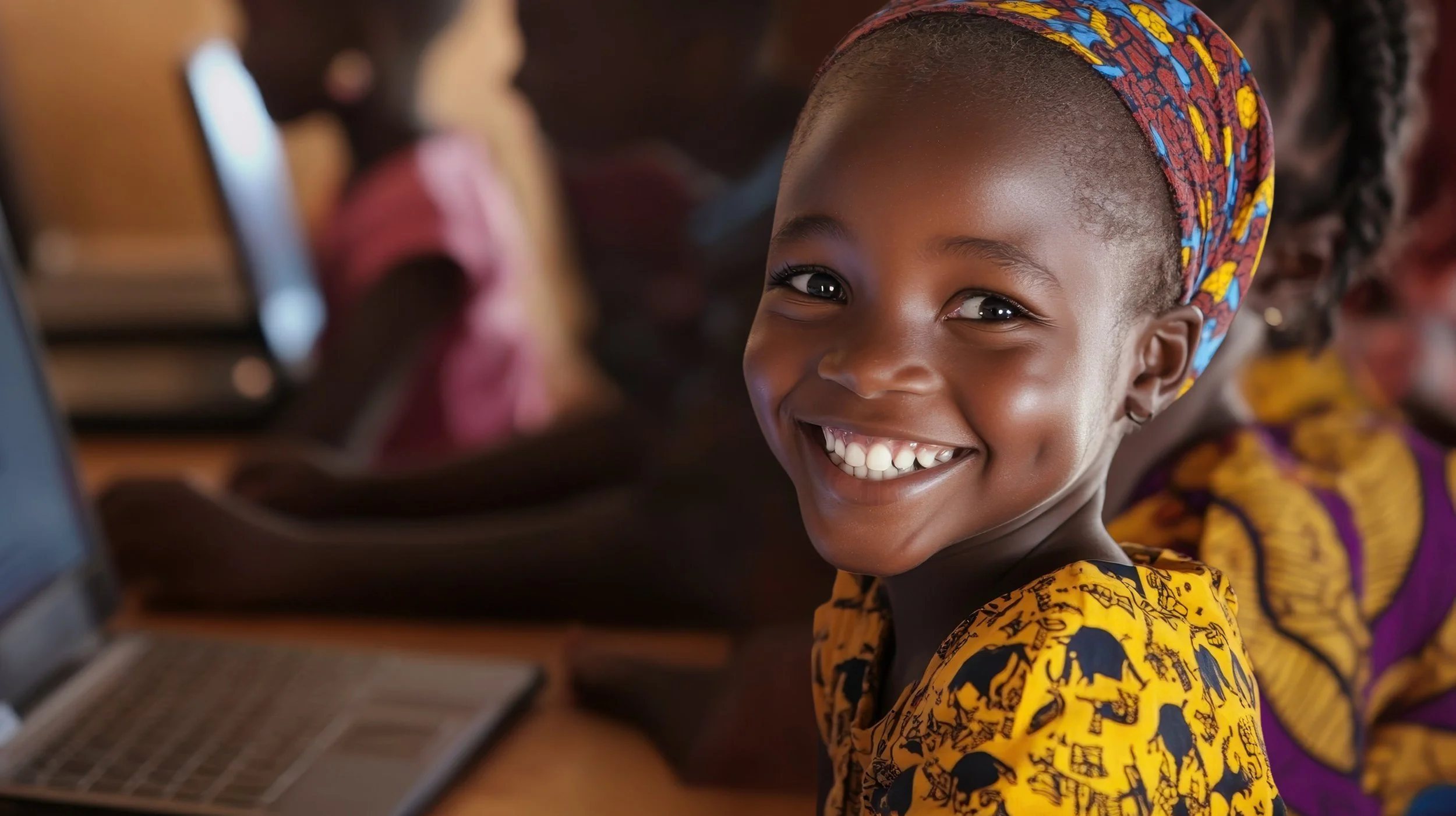 african girl smiling at camera