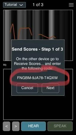 2.) You’ll receive a special code that you then share with the person with whom you’re sharing your scores. 