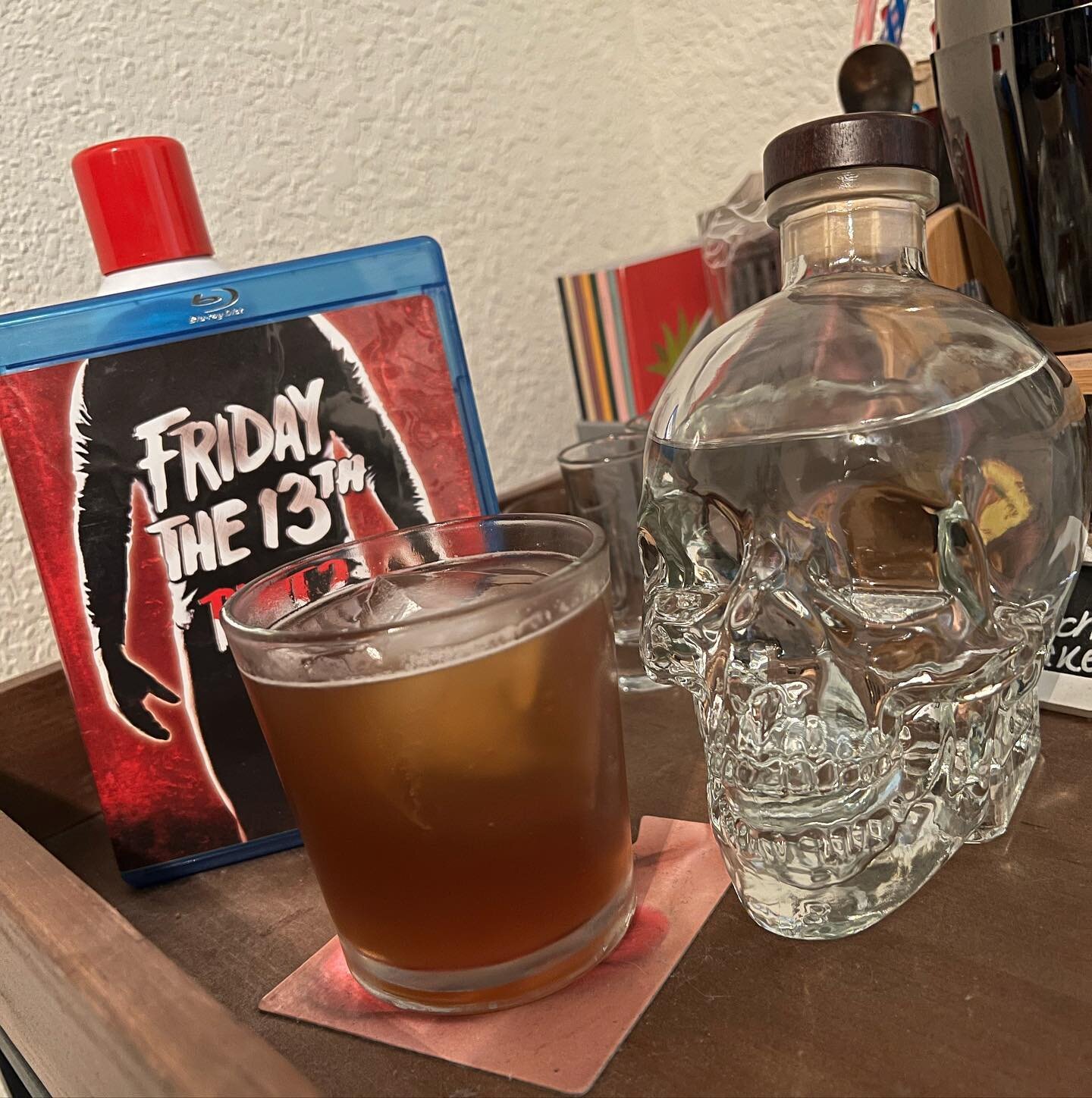 Friday the 13th Part 2 and some Lake Water

&bull;.5oz tequila
&bull;.5oz rum
&bull;.5oz gin
&bull;.5oz vodka
&bull;.5oz triple sec
&bull;.5oz simple syrup
&bull;.5oz lemon juice
&bull;Top with cola