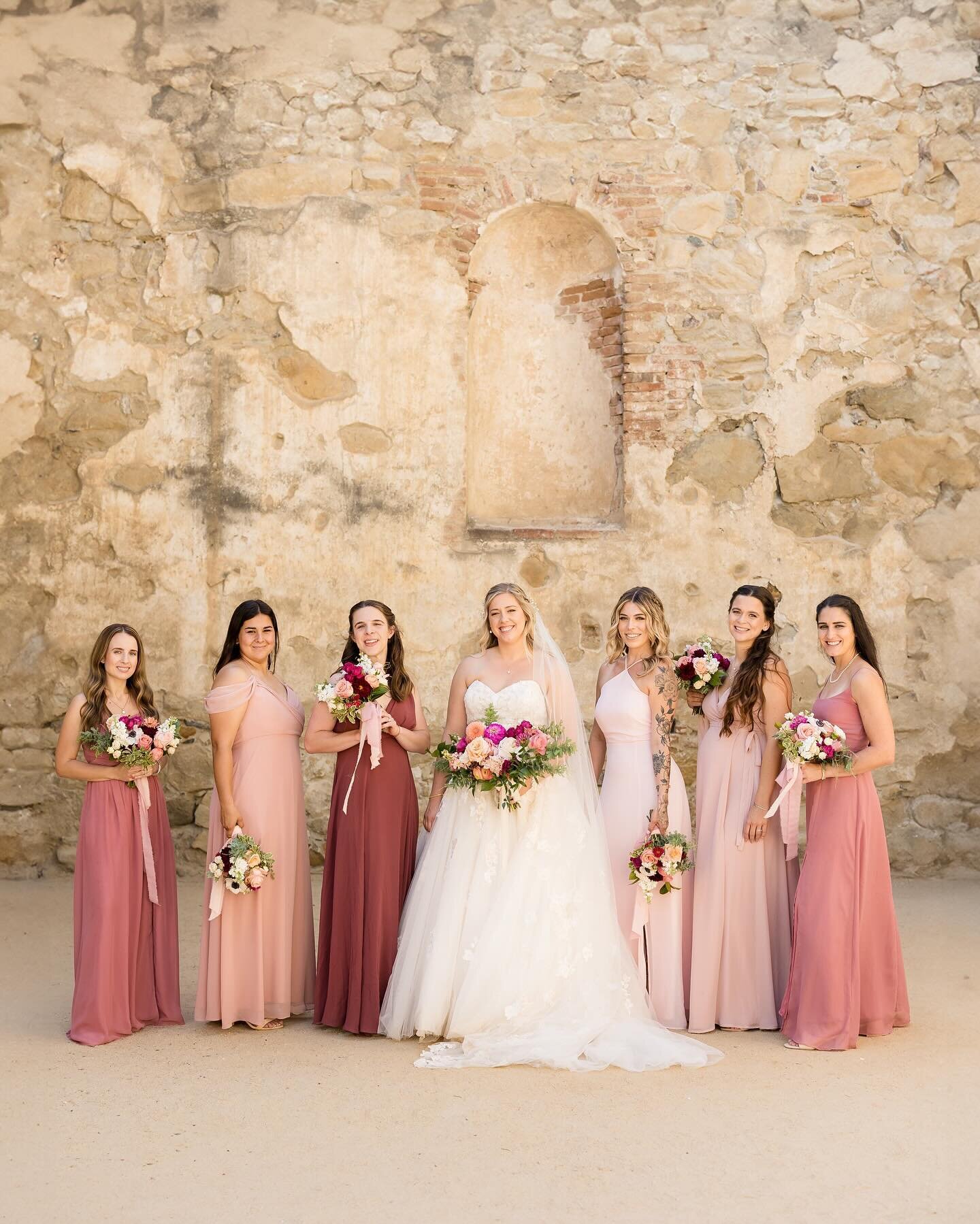 Surrounded by love and a touch of glam ✨❤️&zwj;🔥 Cheers to the bride and her squad, making memories one sparkle at a time! 

Location- @missionsanjuancapistrano 
Floral- @seed.and.salvage 
Photo- @lovelily.photo