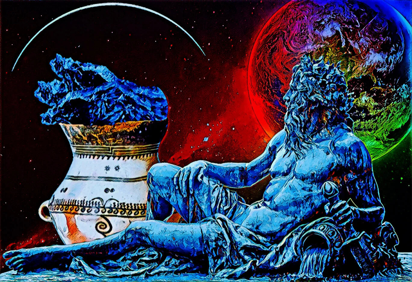 Title: Ganymede's Musing, 19x13in, ink on paper, 2018