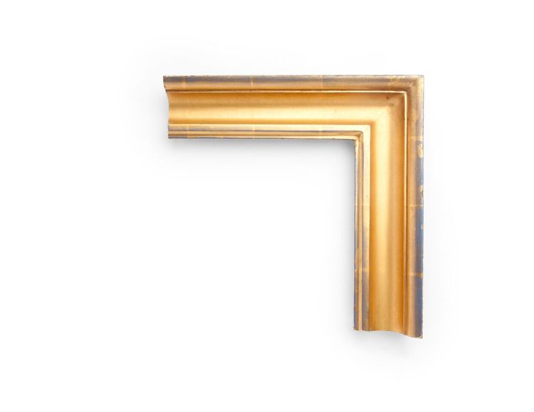 Federal Beaded Cove An American 2-1/4 inch Federal-style frame, with a simple and unadorned deep center cove and a round bead at the front. The finish shown is yellow gold with a blue clay.