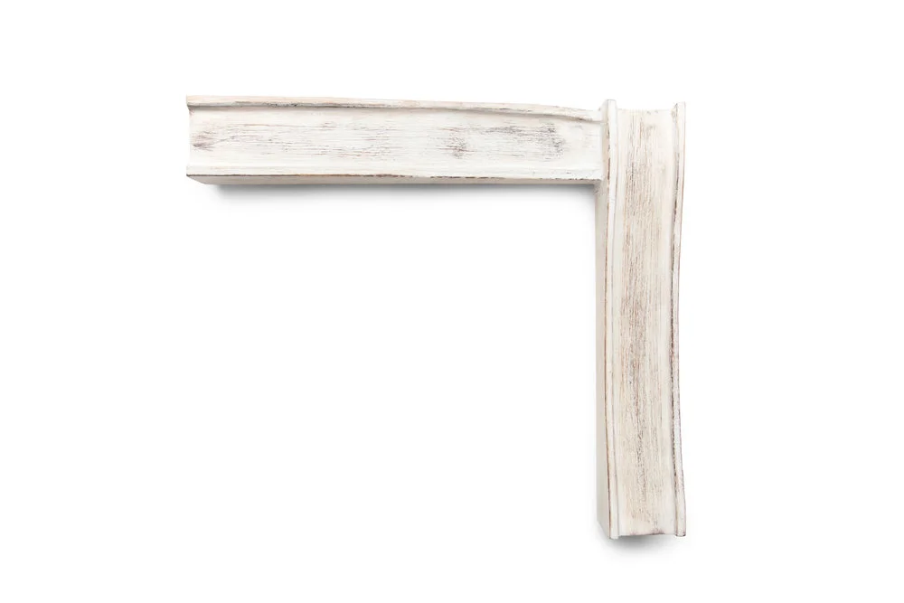 2 1/2” White-Washed Driftwood Inspired by Arts & Crafts A cohesion of beach driftwood and arts & crafts, suitable for portraits, beach scenes, nautical maps, and modern whimsy.