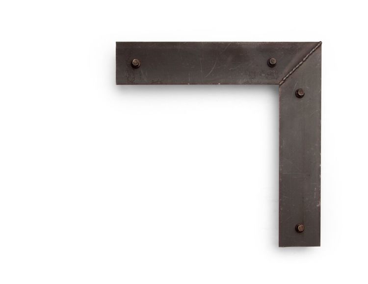 Toned Raw Hexagon This 2-1/2 inch steel frame has a flat surface and toned wood substrate, with a raw, industrial finish that showcases hexagonal bolts and a clear weld line.