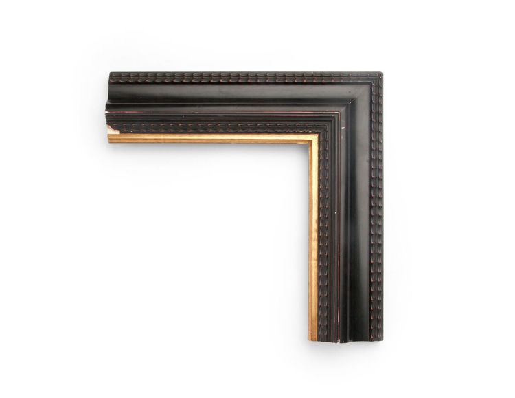 Thin Gold Ripple A 3-1/4 inch Dutch-style frame, with outer and inner thin sections of ripple decoration and a reverse ogee along the center. The finish shown is black over red clay, with yellow gold along the inner lip.