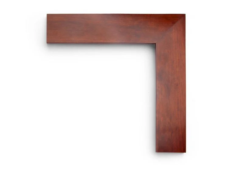 Splined Cherry Satin A 2-1/2 inch hardwood frame in cherry, stained in "satin plus" finish, with a reverse slant face and splined corners.
