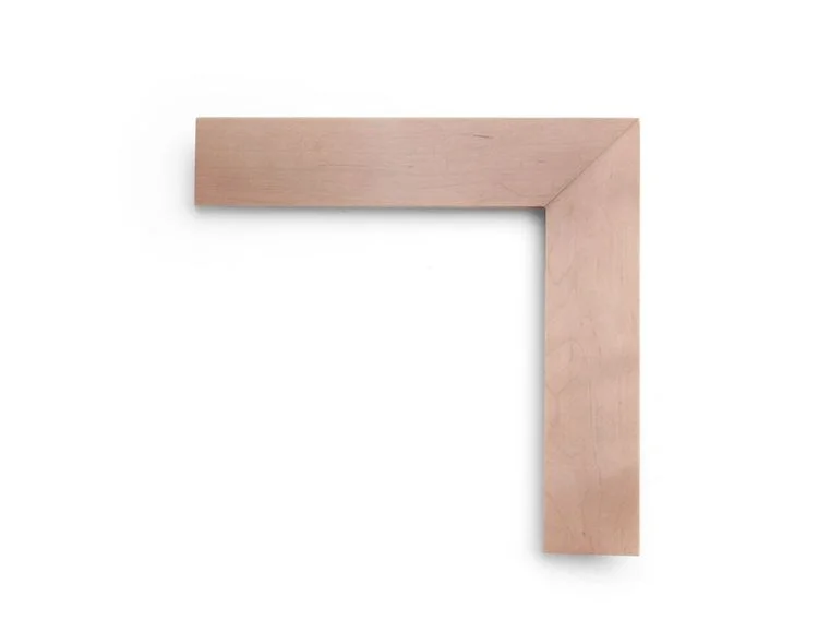Gray Maple Face A 2 inch hardwood frame in maple, with a translucent gray stain, slanted face and splined corners.