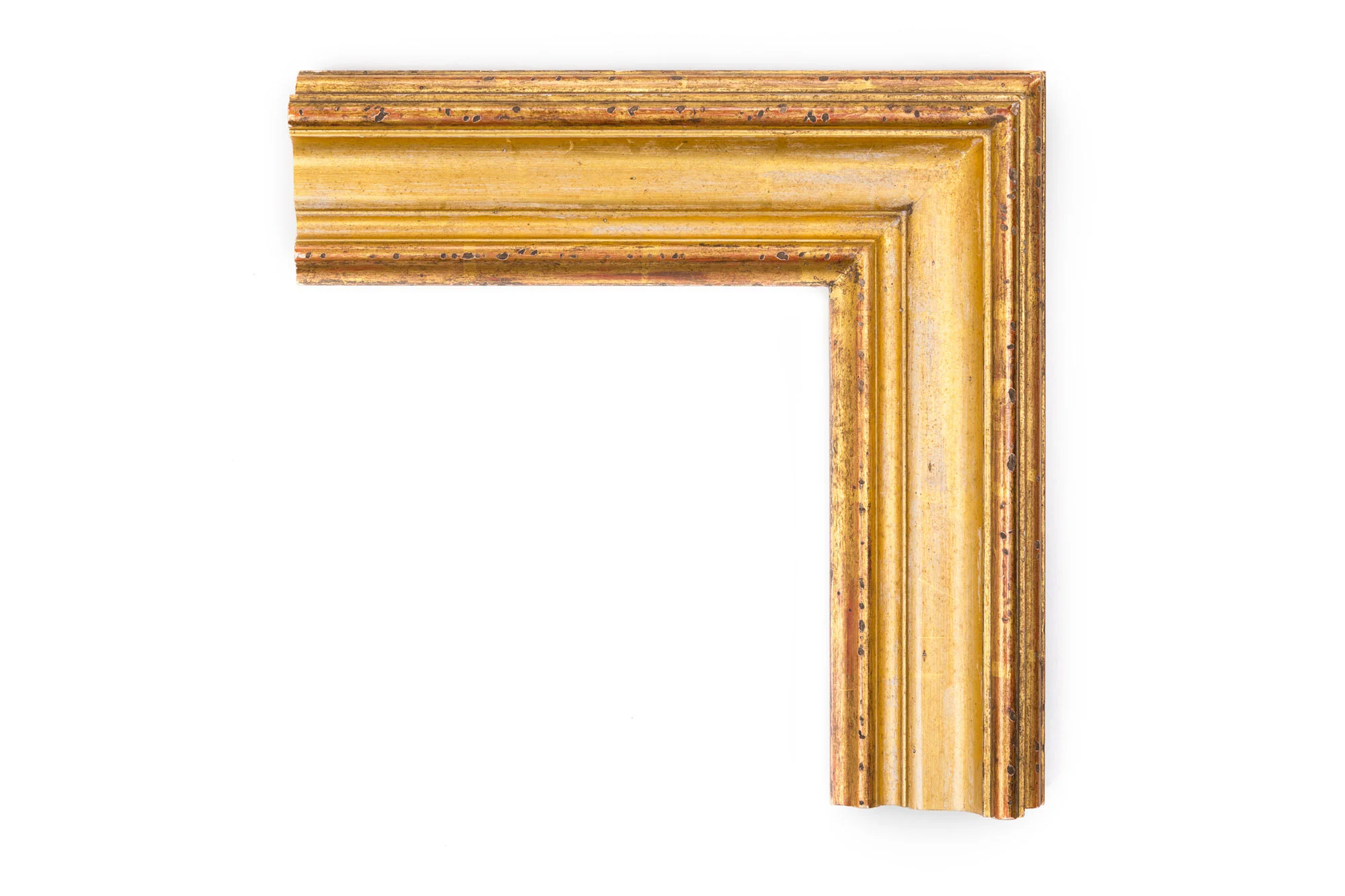 Louix XVI 3 1/2" 22kt Gold traditional Louis XVI uncarved panel, heavily distressed, heavily rubbed, heavily antiqued