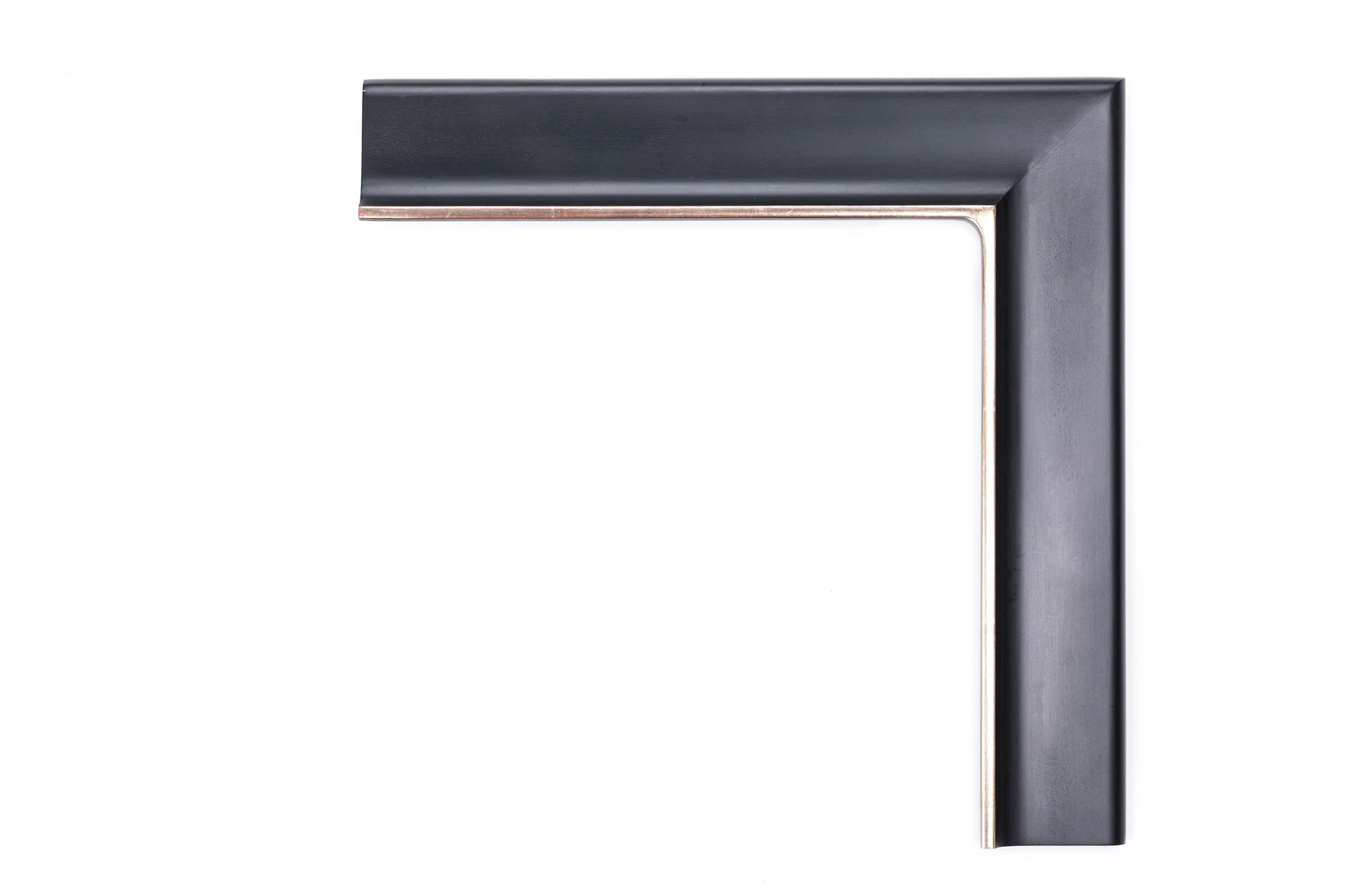 Clean Black, Raised Lip 2 3/4" Satin Black, matte panel, raised lip, clean white gold top edge, no rub or antique