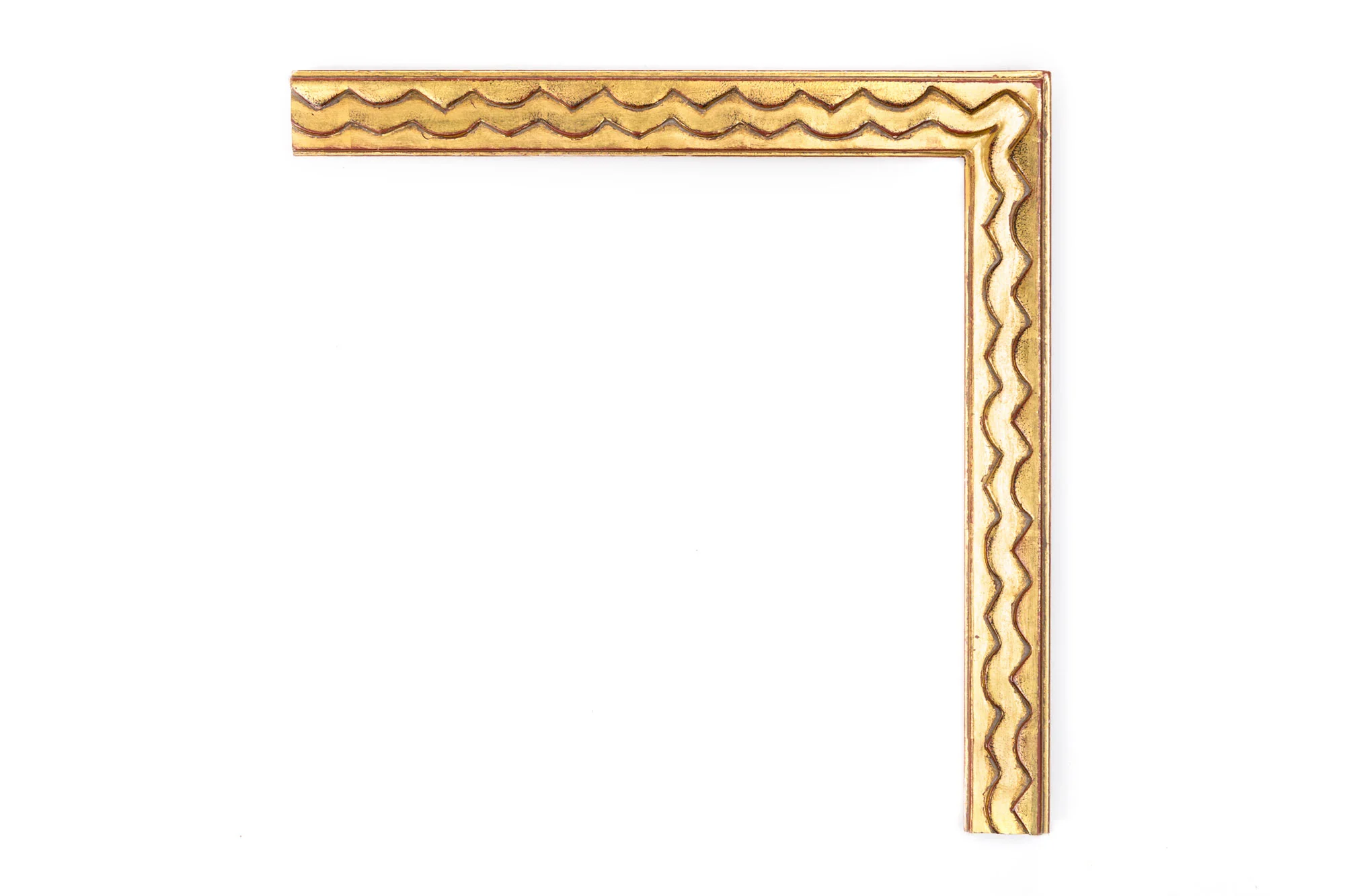 Gold Picasso Wavy 1 1/4" 22kt Gold Cubist-inspired Picasso frame, alternating zig zag step