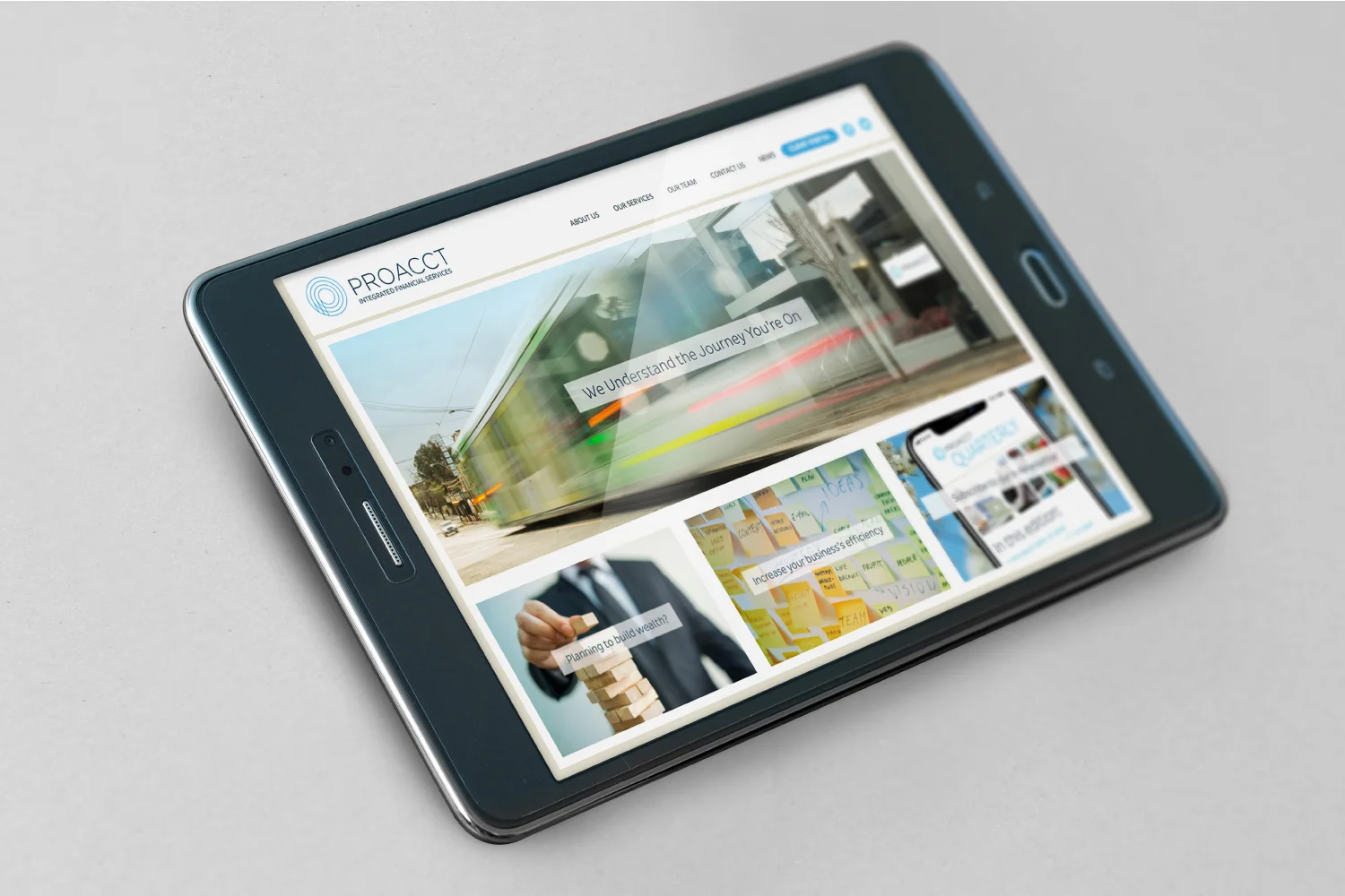Financial services website design tablet
