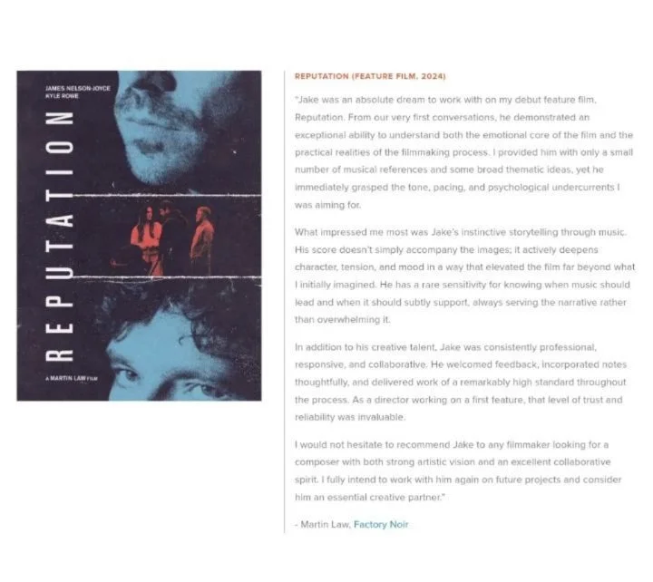 Such a fantastic testimonial from Reputation director Martin Law (@factorynoir) 🤩 an absolute pleasure to score such a great film! 🎵🎬 Out now to stream on @primevideo and purchase on @appletv &amp; others! #composer #music #filmscore @ukfilmmusicl