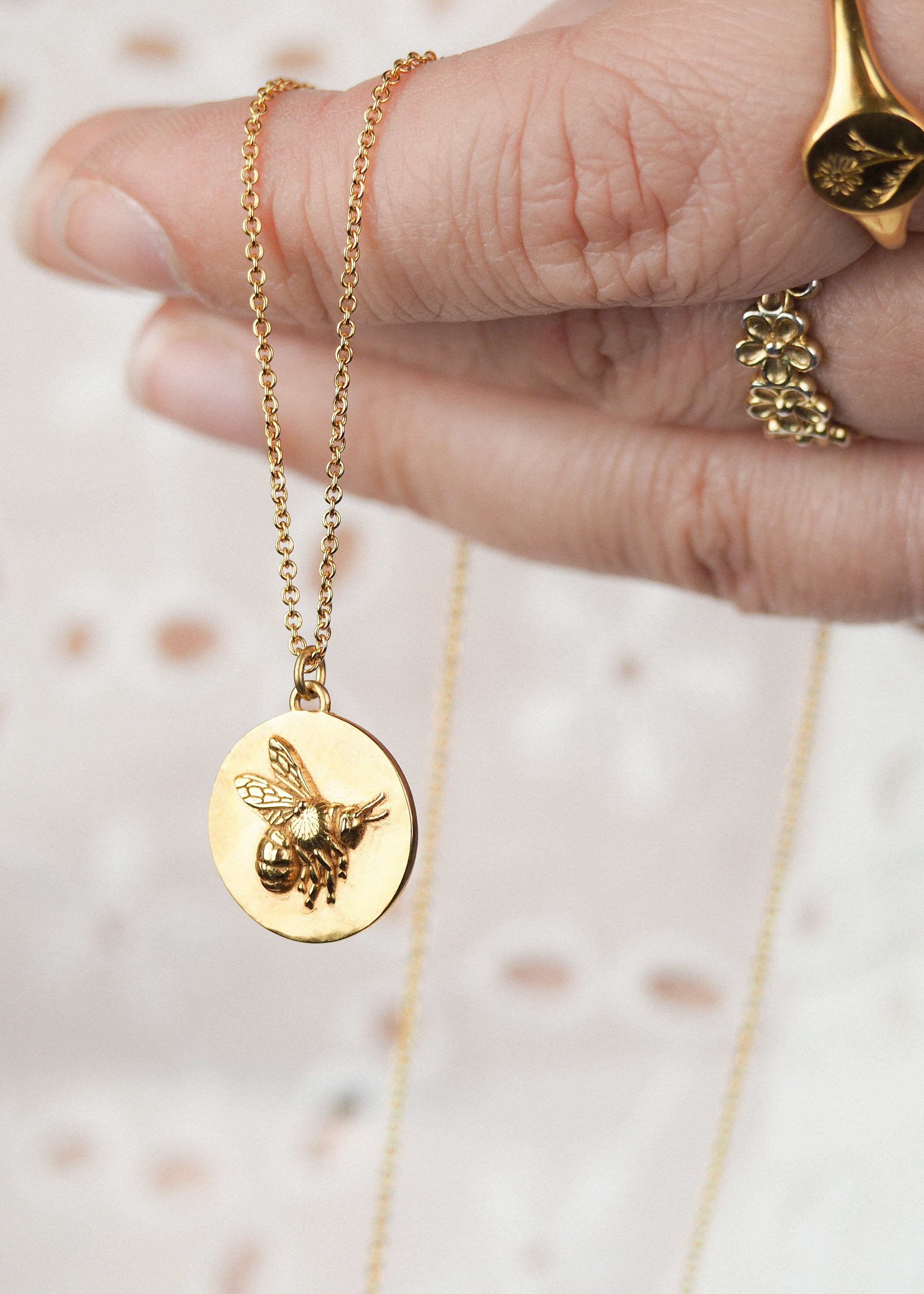 Gold Bee Coin Necklace Rachel Whitehead Jewellery (464).jpg