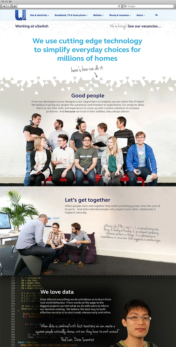 Recruitment webpage - full page available on click/tap