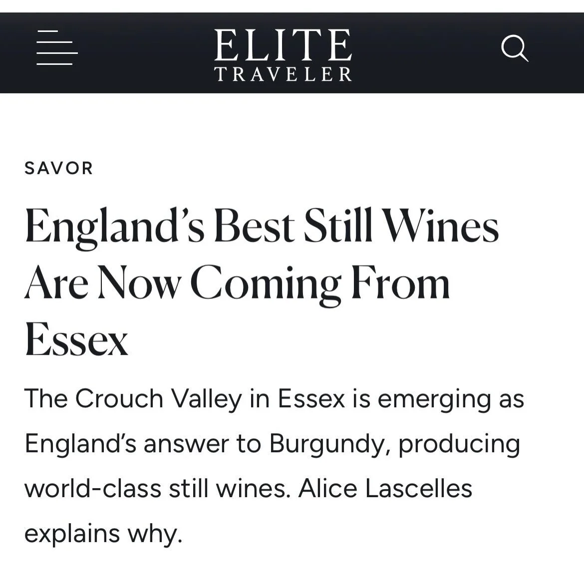 Does what it says on the tin. Cheers @alicelascelles for including us in the new &lsquo;C&ocirc;te d&rsquo;Or&rsquo; piece in @elitetraveler this month.

This is a part of the U.K we&rsquo;ve been championing for a long time thanks to the very excell