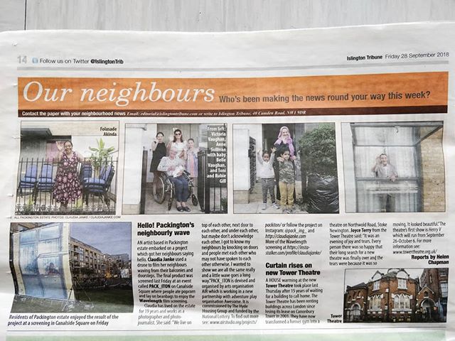 Oh yes, fellow neighbours, wavers and collaboraters...we made it into the  Islington Tribune! @air_ing_  @pack_ing_