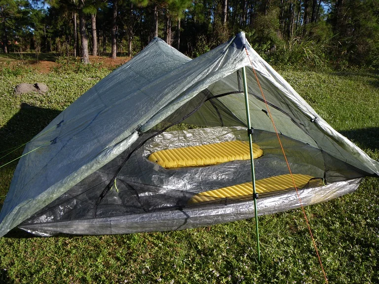 Zpacks Triplex is extremely spacious for two hikers and has plenty of access.