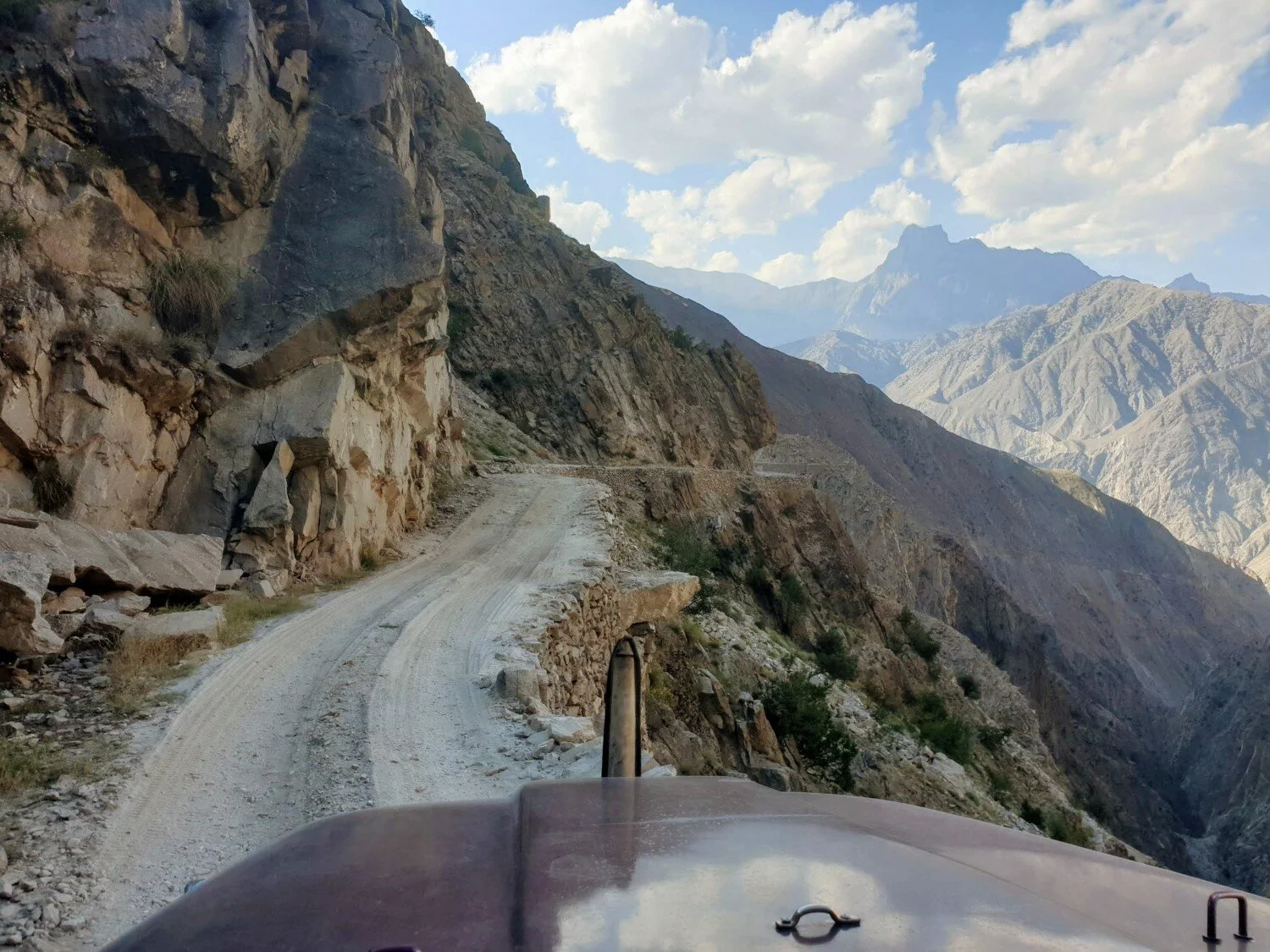 The road to Fairy Meadows is pretty narrow, especially when it comes time for two vehicles to pass in opposite directions!