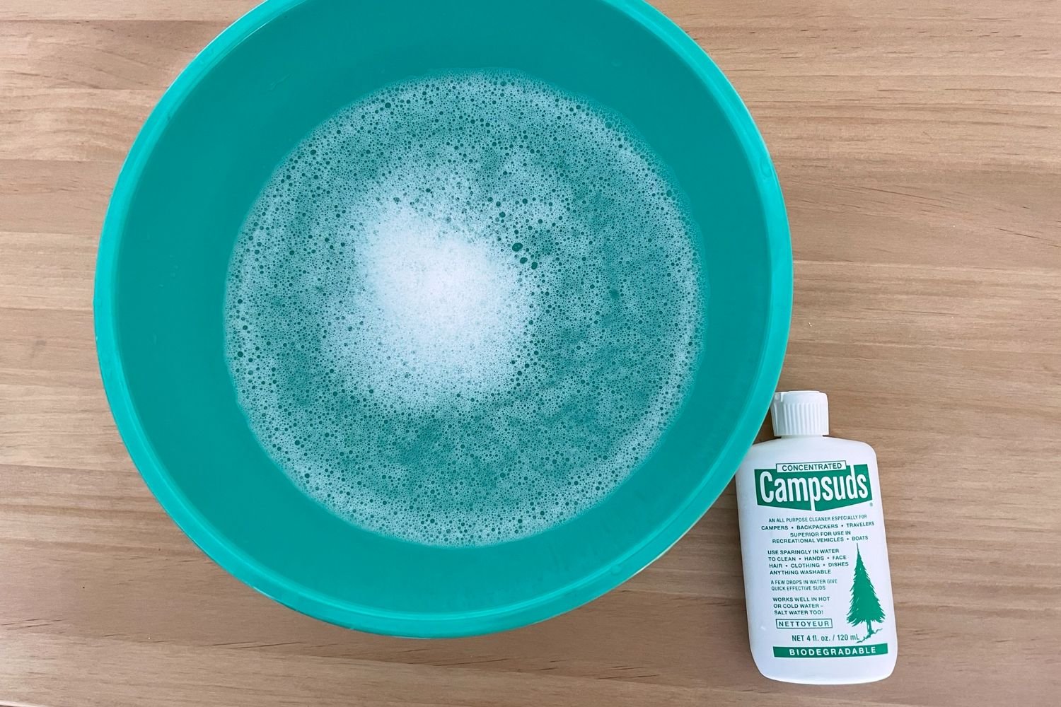  Super concentrated Campsuds lathers up more than any other option; it’s the best biodegradable soap for dealing with dirt and grime. 