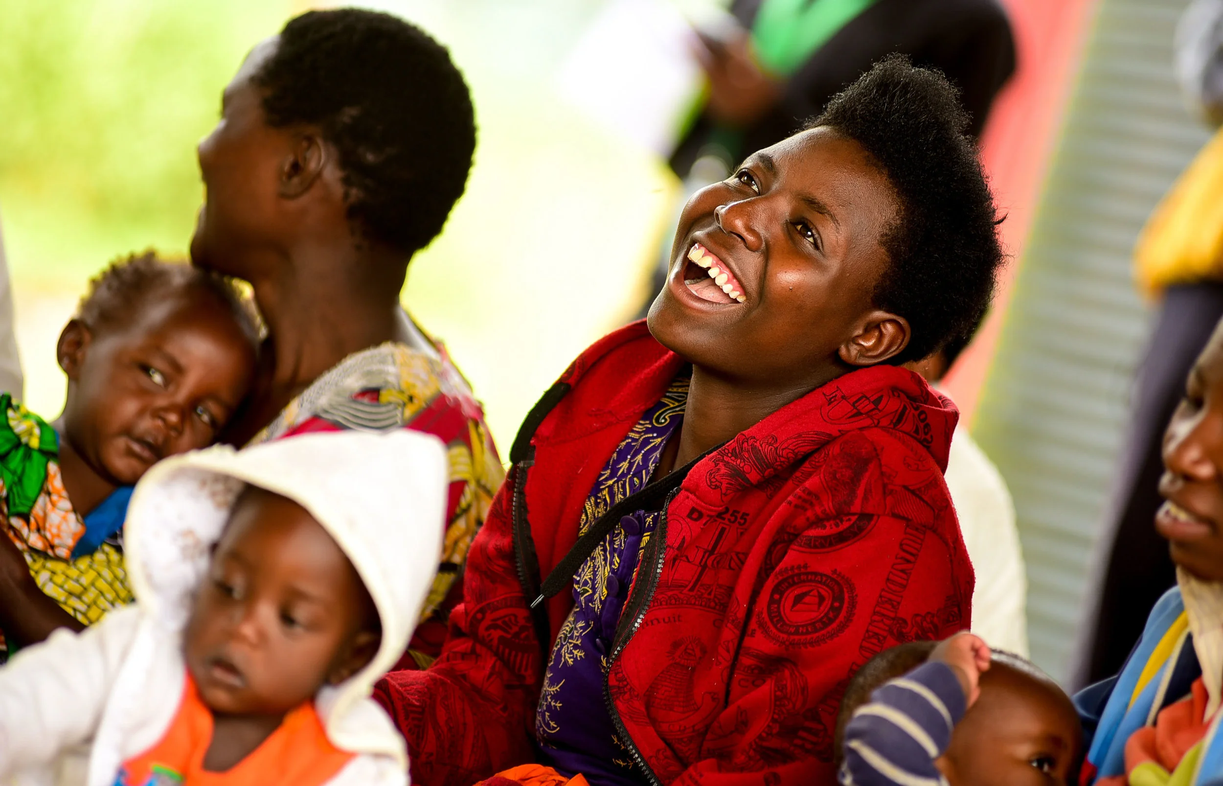 Nyiramariza Lawrence laughs at a hygiene training at Musanze Health Center on January 23, 2018.