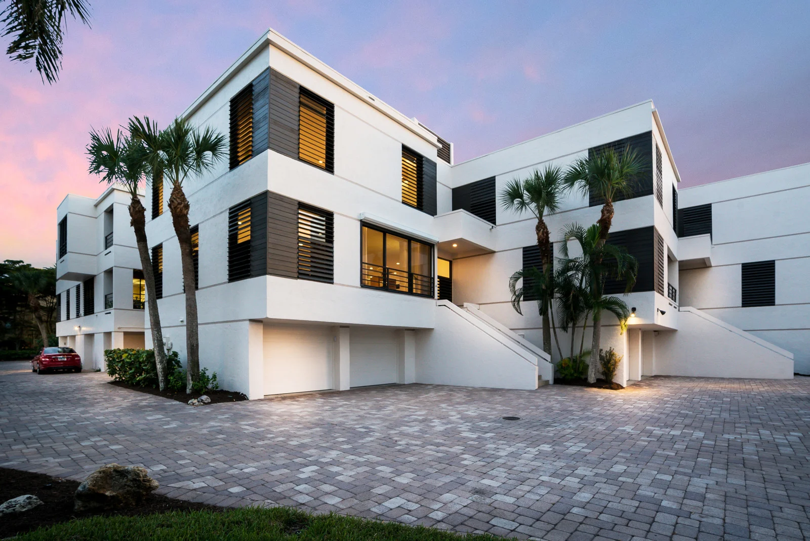 This small townhome community features a staggered design, so the one building functions as, and feels like ultra-private resort homes.