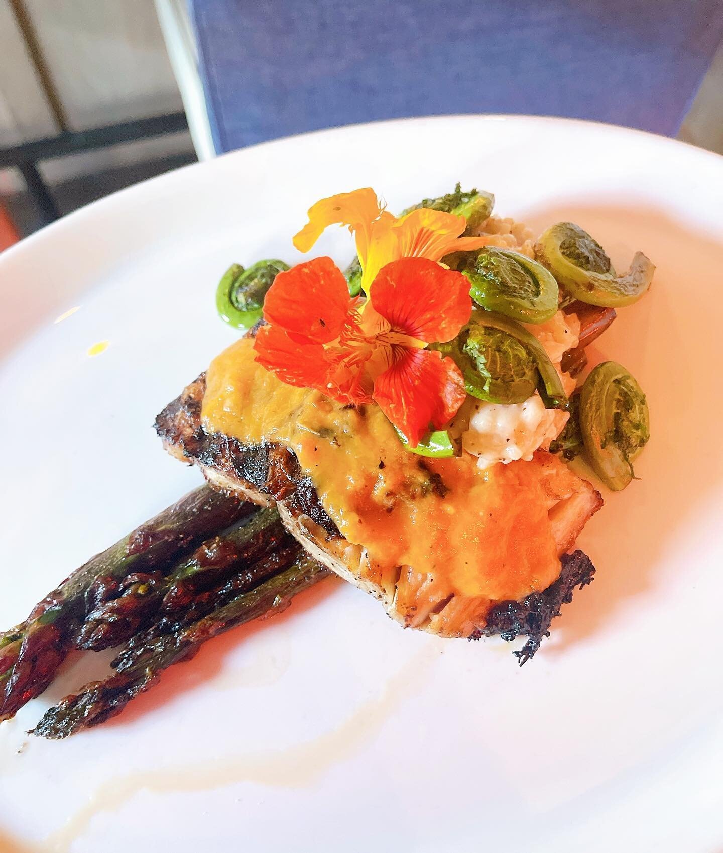 Him: I&rsquo;ll have the Mahi Mahi
Her: If I get the half order is that just Mahi?

No half orders here. Our Mahi Mahi fish special comes with garlic risotto, mango haba&ntilde;ero relish, purple asparagus, and fiddleheads. 

Come try it before it&rs