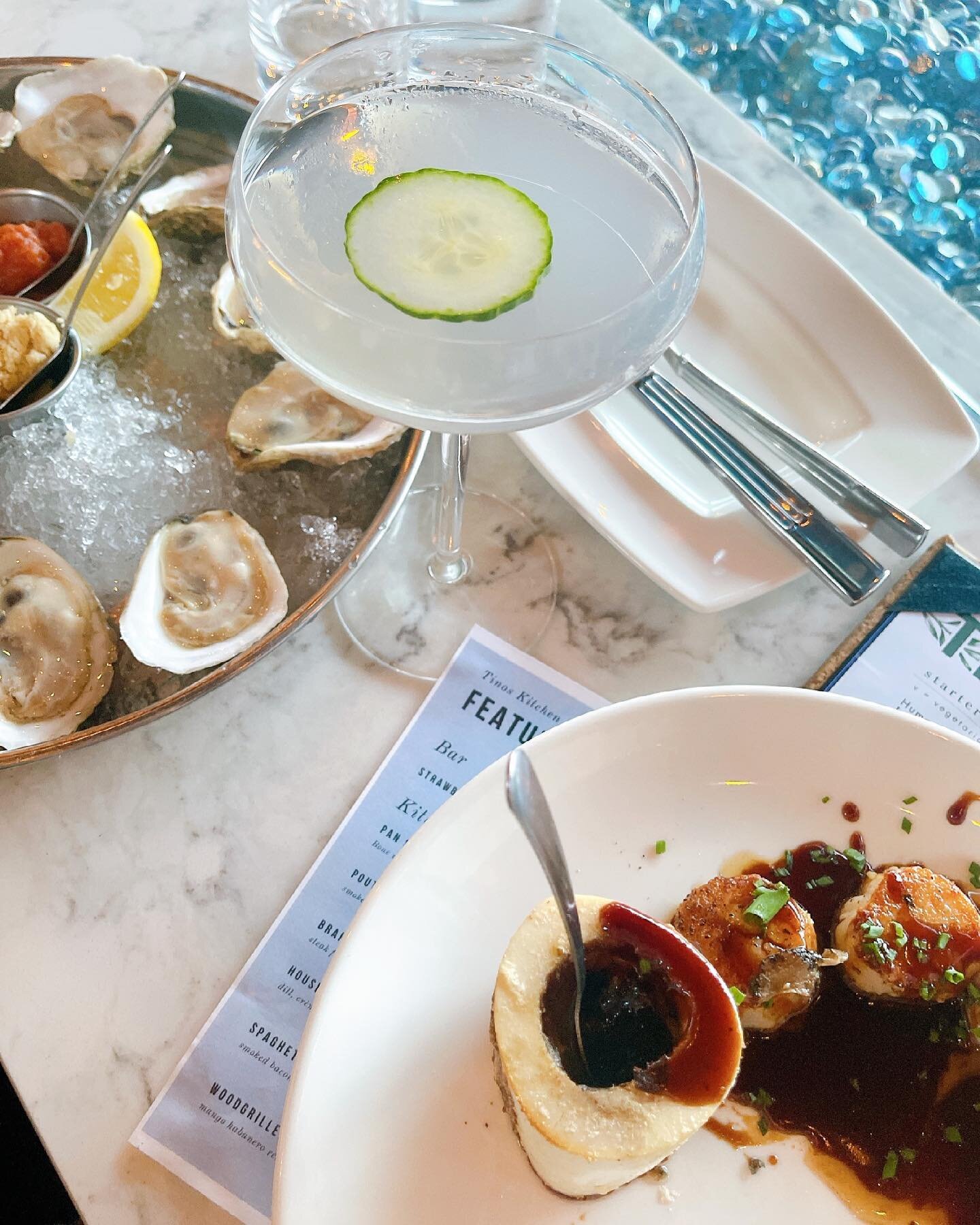 Our cocktail Into the Mystic pairs well with a dozen oysters and the Bone Marrow Scallops we have on special this weekend 🍸🦪