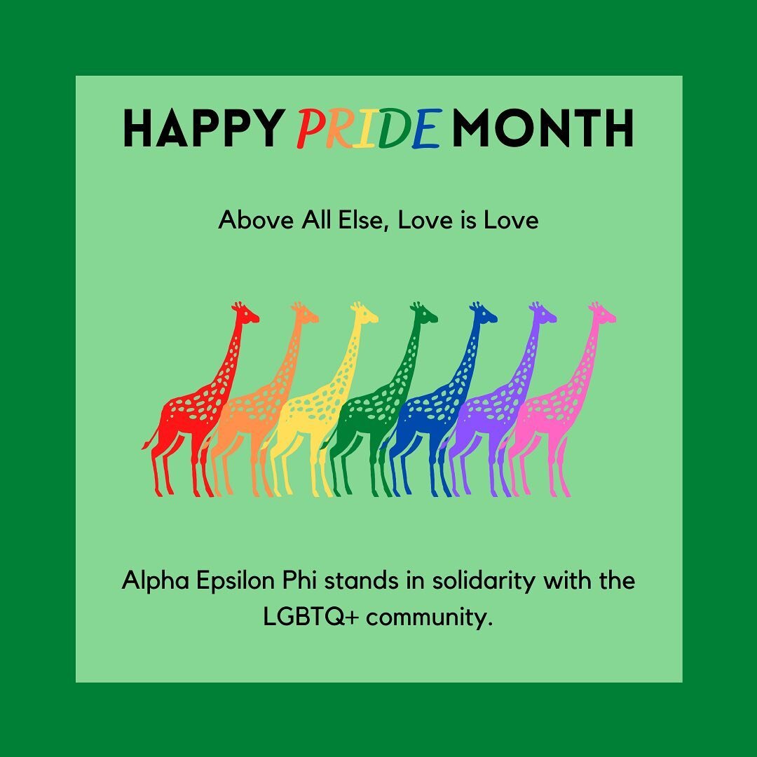 Happy World Giraffe Day. Celebrate almost 45 years of having the giraffe as our mascot in addition to celebrating Pride Month!  #ae&phi; #alphaepsilonphi #aep