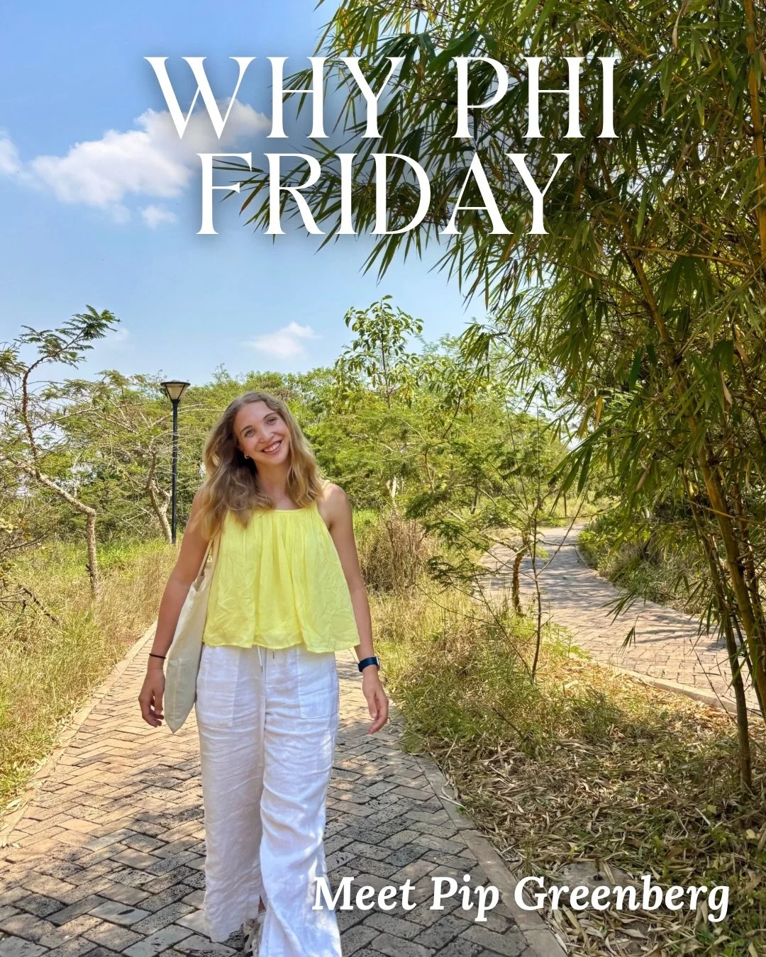 🌟Why Phi Friday🌟

This week, we&rsquo;re excited to feature Pip Greenberg from the Phi Omega chapter at Northeastern University, class of 2027! 💚

Follow along each week as we celebrate the Phis who lead with heart and purpose. 💫