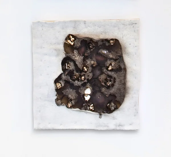 Per Inge Bjørlo Sinnsbilete Z. 1 / Mental Image Z.1 (white) (2014) Wood, copper woven mesh, felt, oil based paint, paraffin wax fire briquettes 54 x 54 x 7 cm Unique