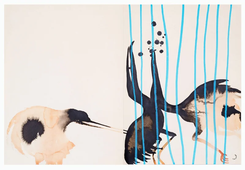 Dirk Stewen Berlin Bird 2017 Watercolor and ink on paper 58 x 38 cm © the artist; and Gerhardsen Gerner, Oslo