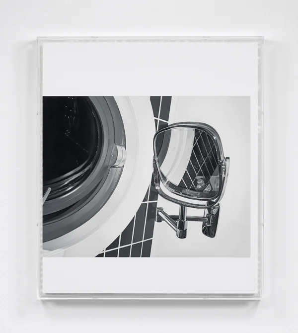 James White Window/Mirror (2016) Oil and varnish on acrylic faced honeycomb panel in perspex box frame 73 x 63 x 6 cm (framed); 28.7 x 24.8 x 2.16 in (framed) 
