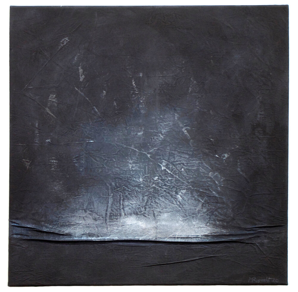 Marie Ruprecht - "To Be At Home In Time," 2020, India Ink, Acrylic on Old Linen, 32x32" $2700