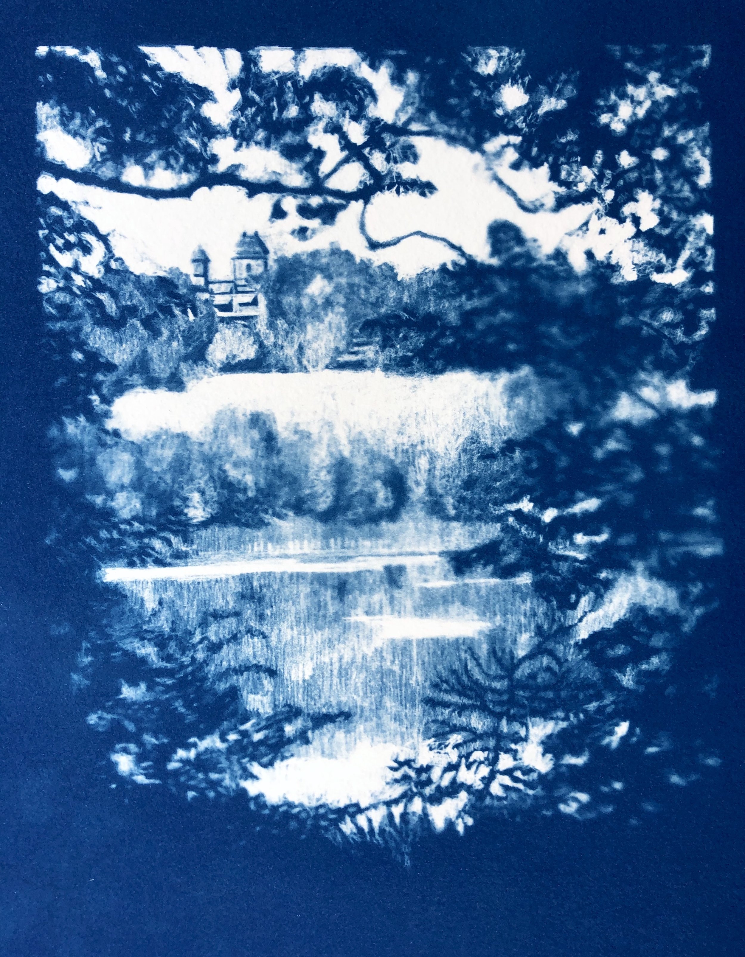 Five Wishes Cyanotype Art 5x7 Watercolor Paper Sun 