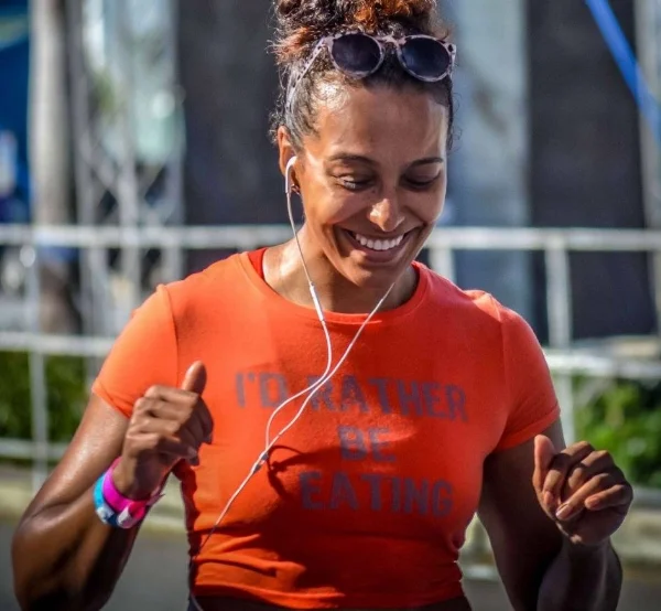 Na'Tasha at her first half marathon, the Punta Cana Half in the Dominican Republic, April 2016.
