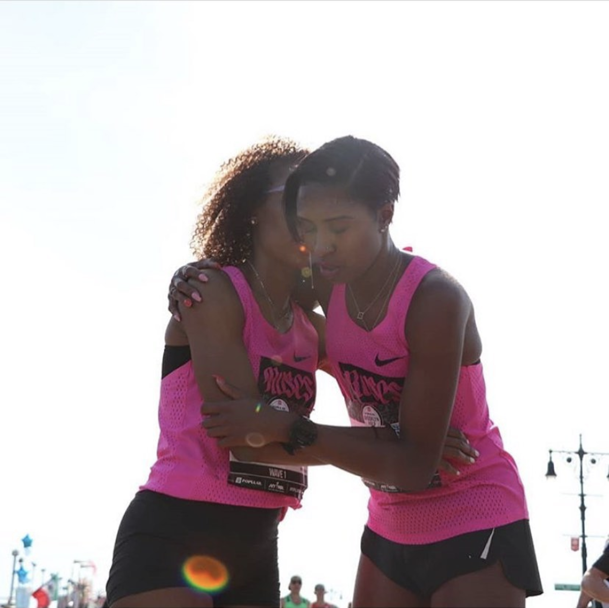  Dannielle with Black Roses NYC teammate Erica Stanley-Dottin at the 2019 Popular Brooklyn Half. Photo:  NYRR  