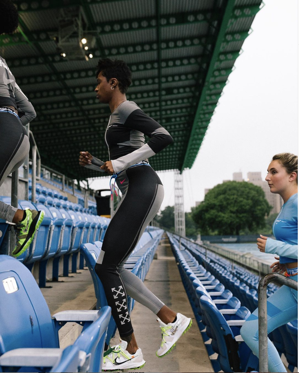  Dannielle running the bleachers at a Nike X Off-White activation. Photo:  Fred Goris  